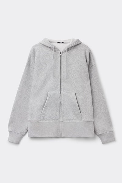 Sweat-shirt &Eacute;pais avec Zip et Capuche Gratt&eacute;