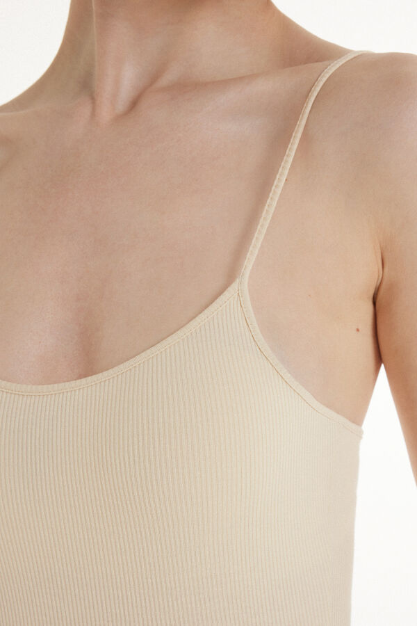 Ribbed Cotton Body with Thin Shoulder Straps  