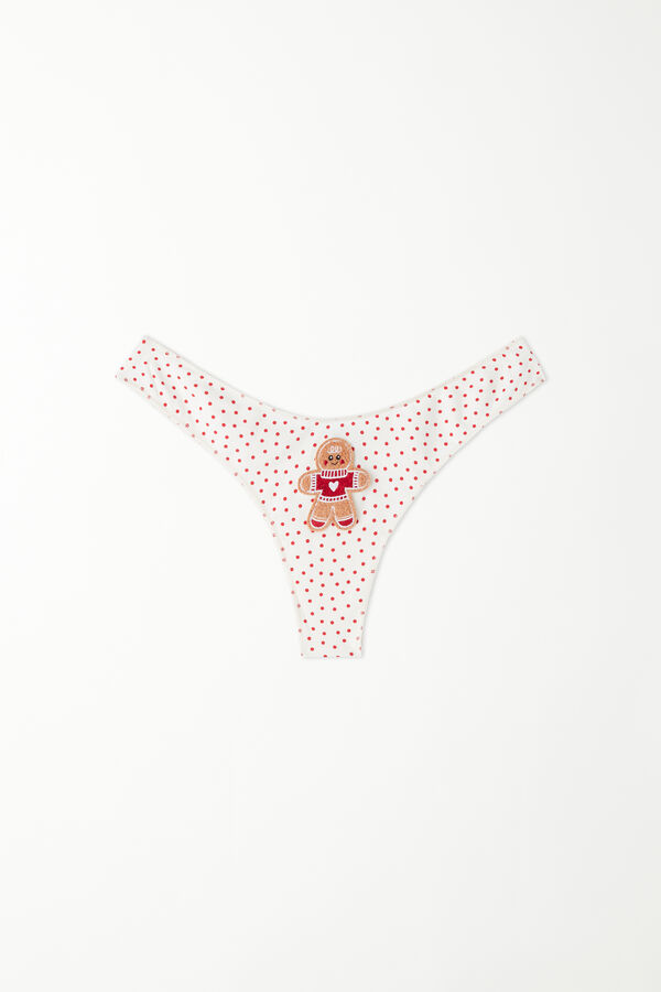 Cotton Brazilian Briefs with Gingerbread Man Patch  