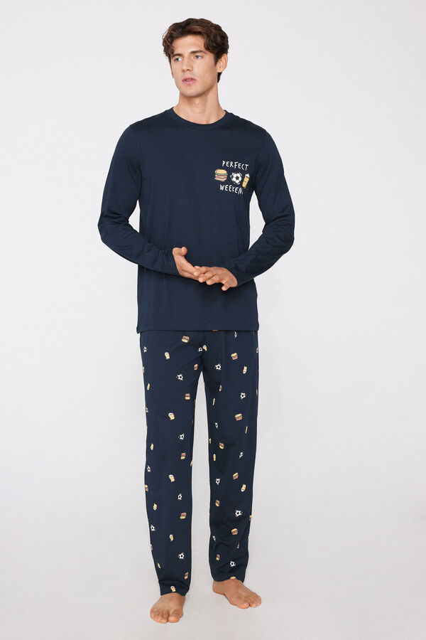 "Perfect Weekend" Print Long Cotton Pyjamas  