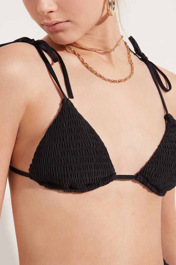 Triangle Bikini Top in Recycled Stitched-Smock Microfibre  