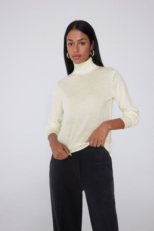 Schweres Oberteil mit Rollkragen aus 100% Merinowolle  