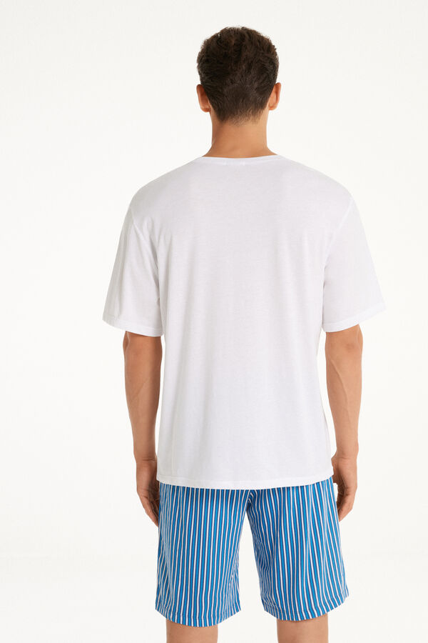 Short-Sleeved Short Cotton Pyjamas with Wine Print  
