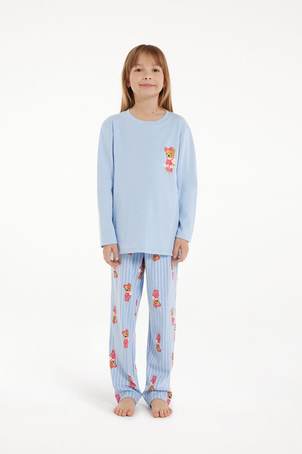Girls’ Bear Print Long Cotton Pyjamas  