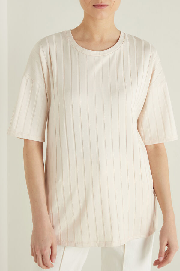 Oversized Wide Ribbed Short Sleeve Top  