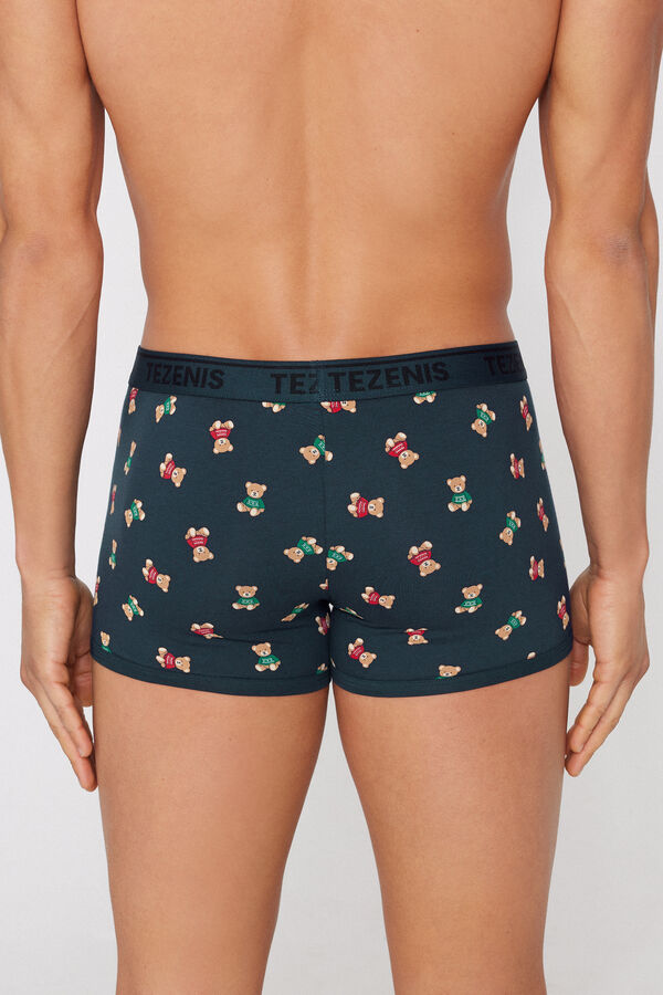 Printed Cotton Boxers with Contrasting Trim and Logo  