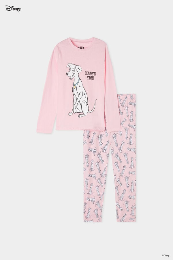 Dlouhé Dívčí Bavlněné Pyžamo Disney Potisk 101 Dalmatinů  