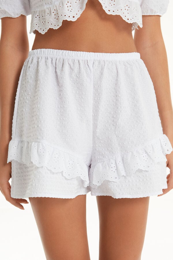 Crinkle-Effect Canvas Shorts  