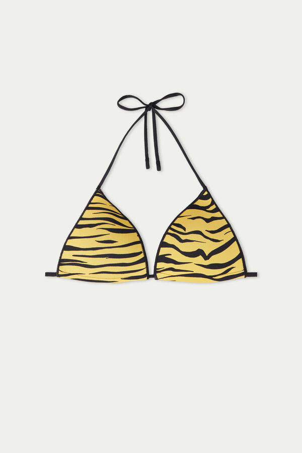 Gepolstertes Triangel-Bikinioberteil Yellow Zebra  