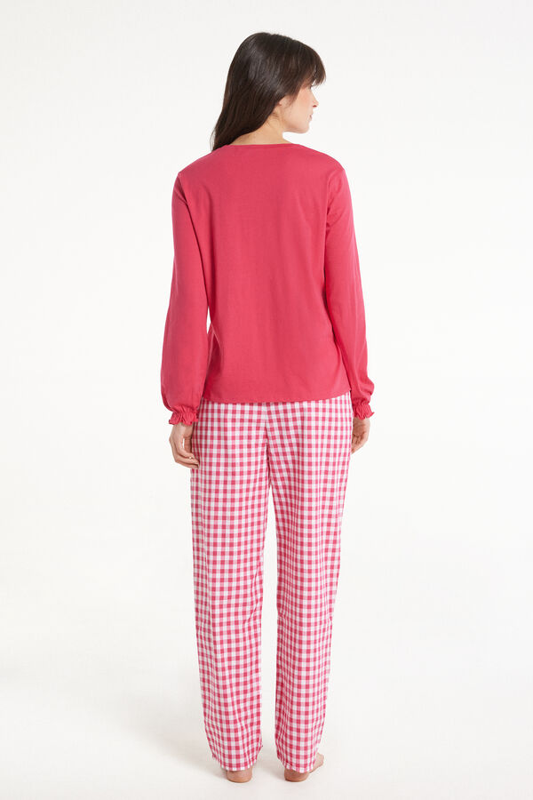 Pijama Larga de Algodón con Estampado "Brunch"  
