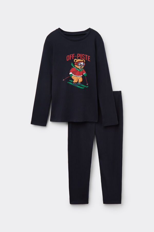 Boys’ "Off piste" Print Long Cotton Pyjamas  