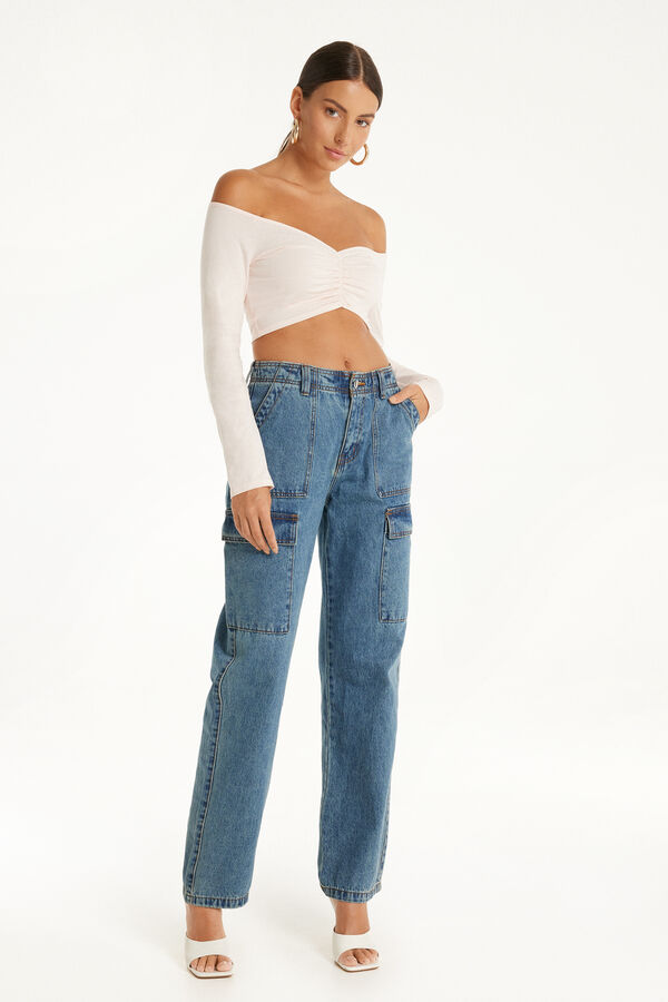 Pantalone in Denim Cargo  