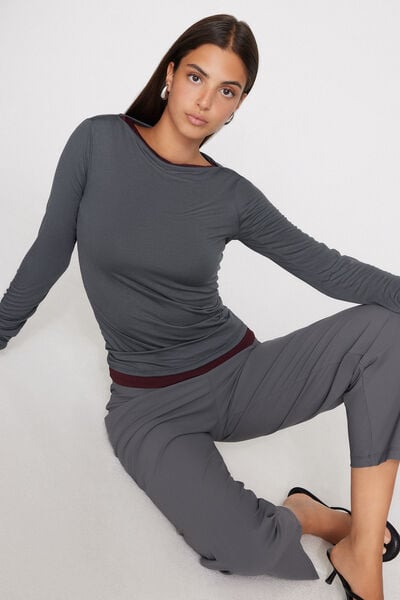 Maglia Maniche Lunghe Scollo Barchetta Viscosa