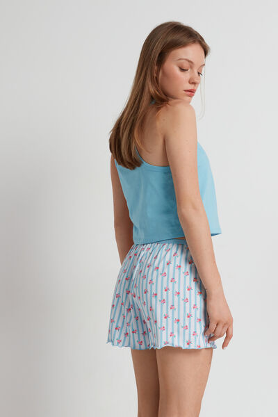 Rolled Hem Printed Cotton Shorts