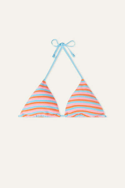 Colour Stripe Triangle Bikini Top with Removable Cups