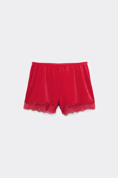 Shorts aus Samt und Spitze