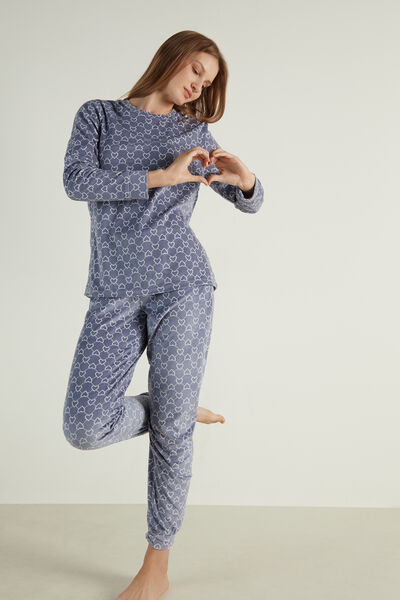 Long Heart Print Microfleece Pyjamas