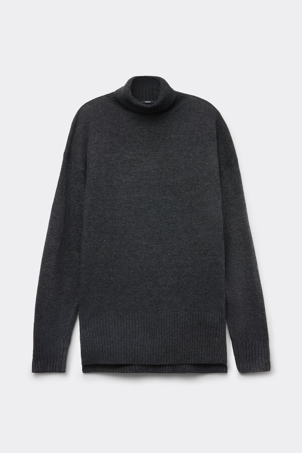 Maglia Lunga Pesante Collo Alto con Lana  