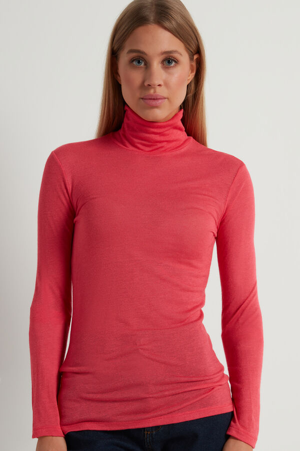 Viscose and Merino Wool Turtleneck Top  