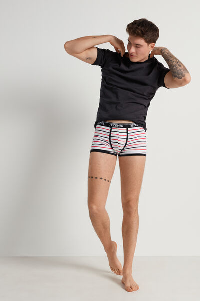 Boxers de Algodão Estampado Orlas Contrastantes com Logótipo