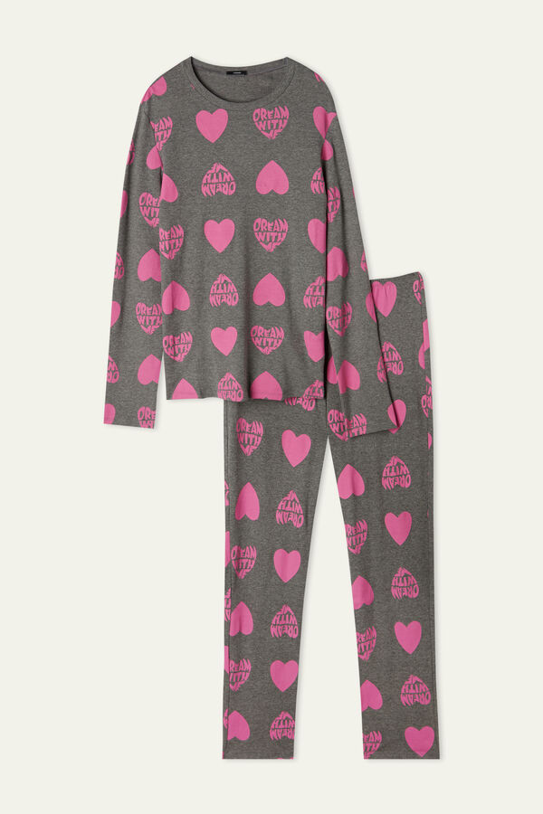 Long Cotton Pyjamas with Dream Print - | Tezenis