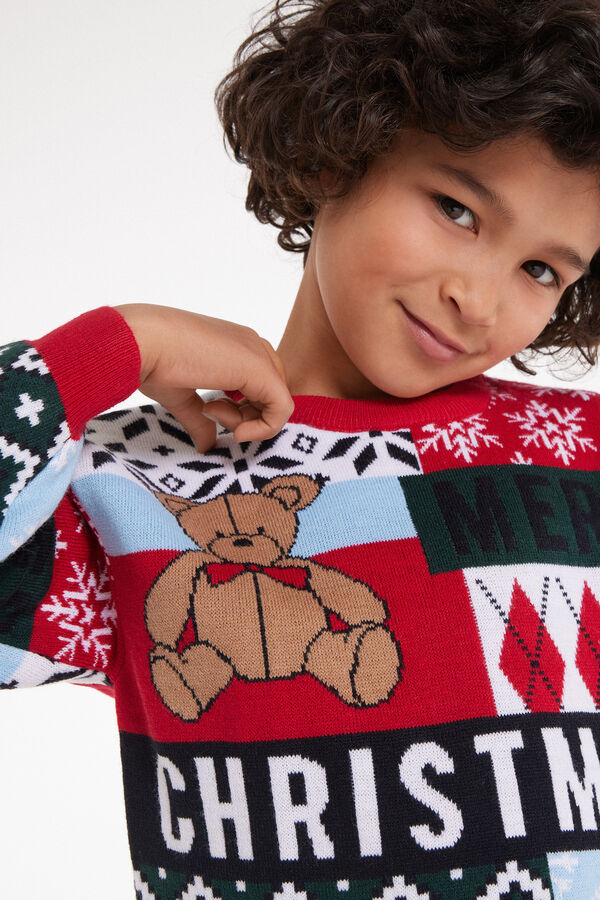 Kids’ Unisex Rounded Neck Sweater with Christmas Print  