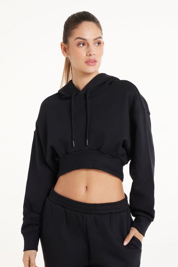 Short Thick Hoodie with Long Sleeves and Dropped Shoulders  