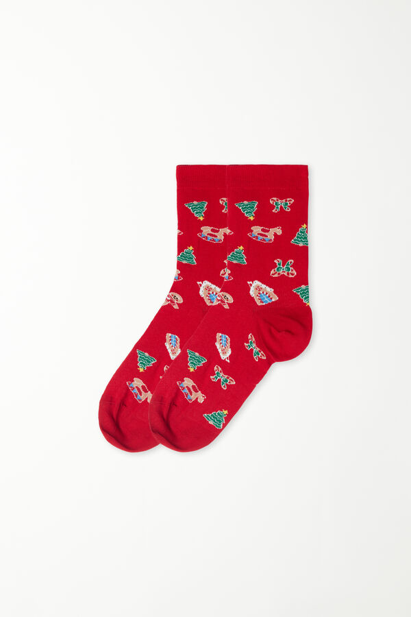 Damen-Kurzsocken aus Baumwolle mit Weihnachtsprint  