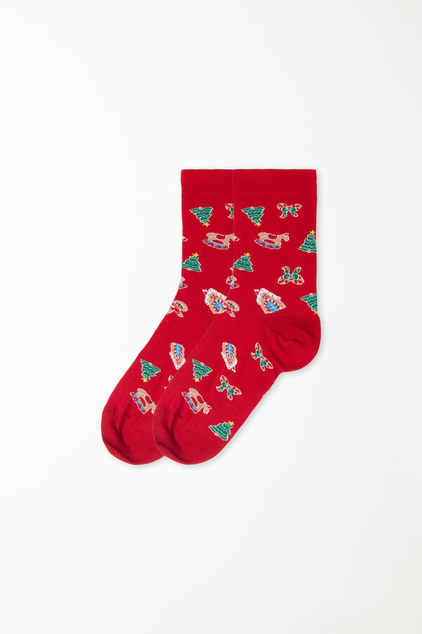 Women’s Christmas-Print Cotton Crew Socks  