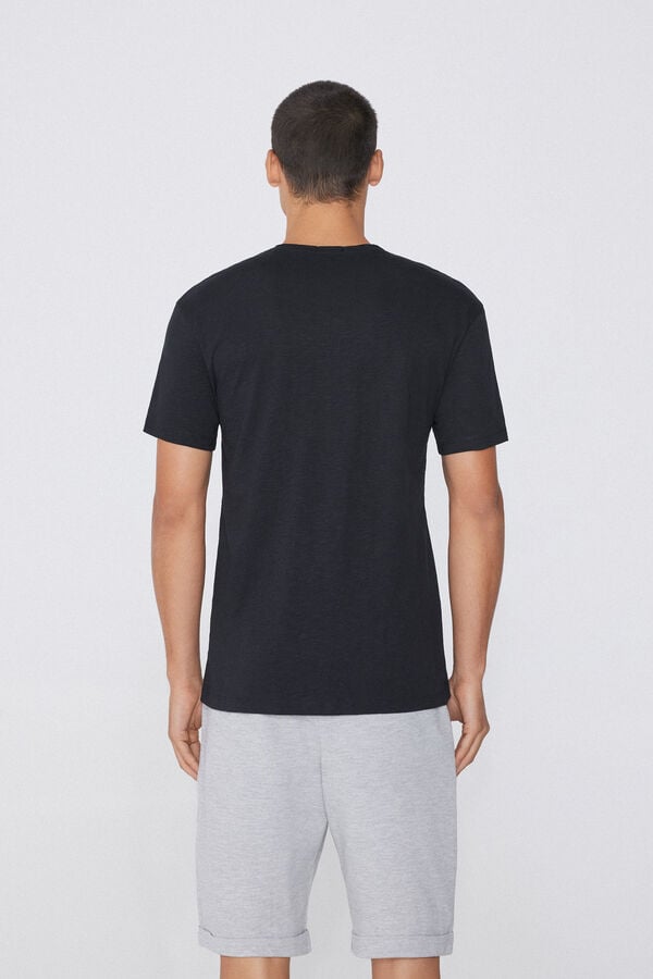 Slub Cotton T-Shirt with Breast Pocket  