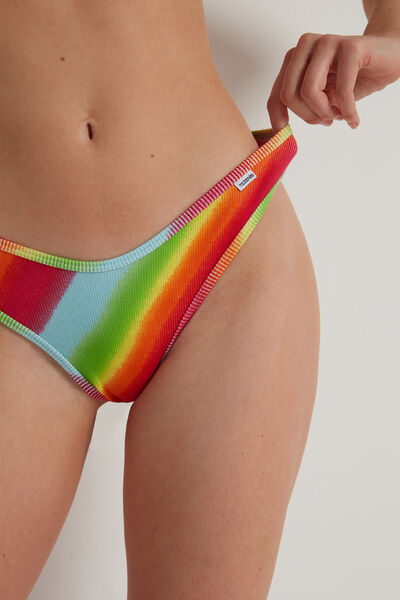 High-Cut Ribbed Brazilian Panties with Logo