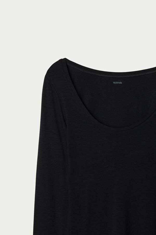 Camisola de Manga Comprida com Decote Redondo Viscose  