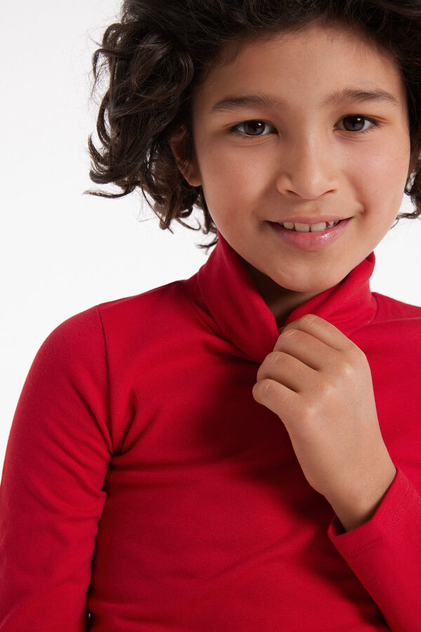 Kids’ Unisex Long-Sleeved Thermal Cotton Turtleneck Top  