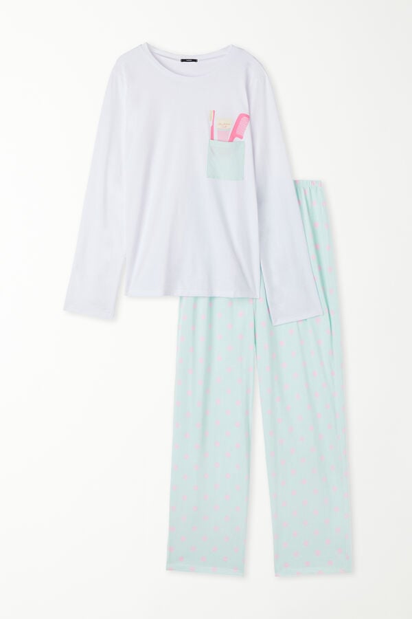 Pyjama Long en Coton avec Petite Poche  