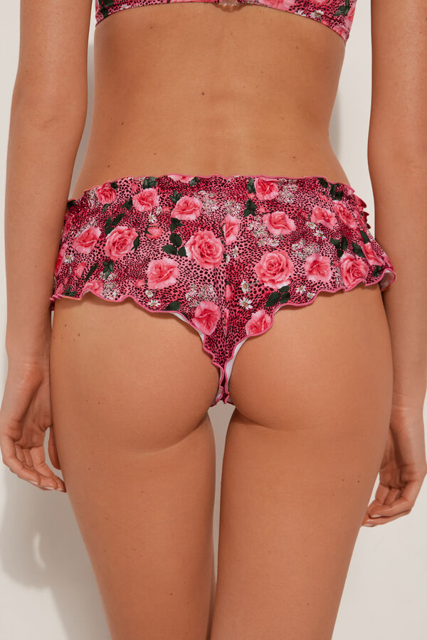 Culotte de Bikini estilo Braguita Brasileña Wild Roses  