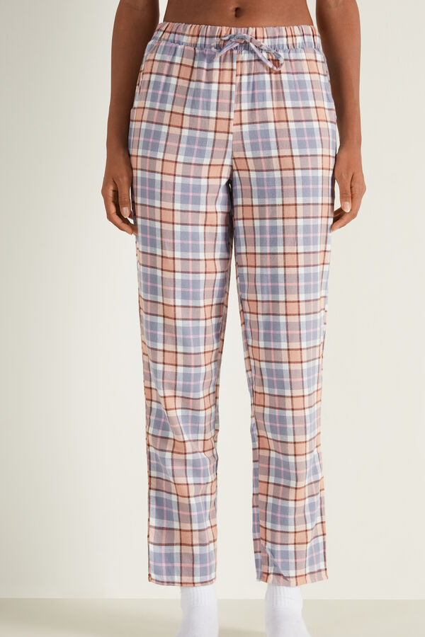 Long Printed Flannel Trousers with Pockets  