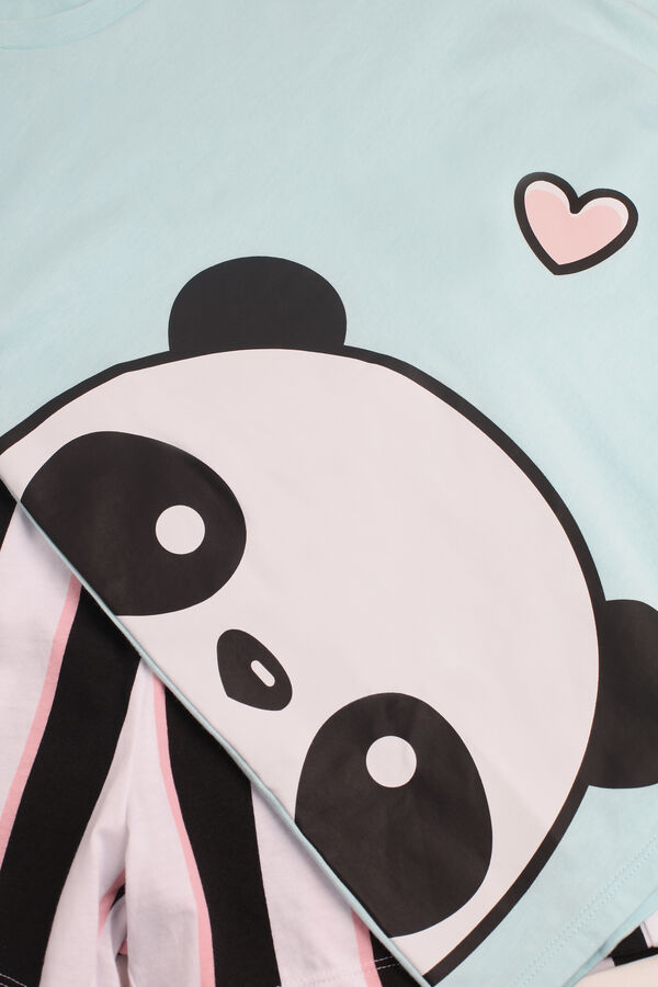 Krátké Dívčí Pyžamo Bavlna Potisk Panda  