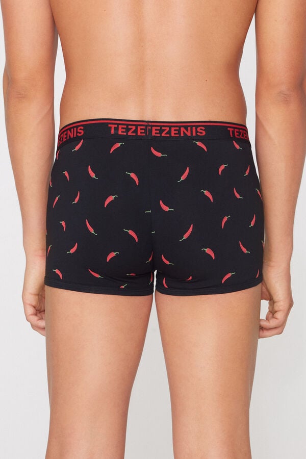 Printed Cotton Boxers with Contrasting Trim and Logo  
