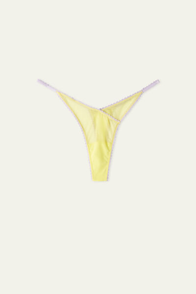 High-Cut Tanga Panel Tulle G-String with Scalloping