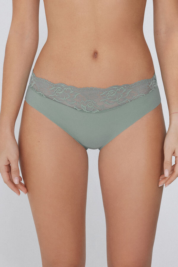 Culotte Microfibre Sans Couture avec Dentelle  