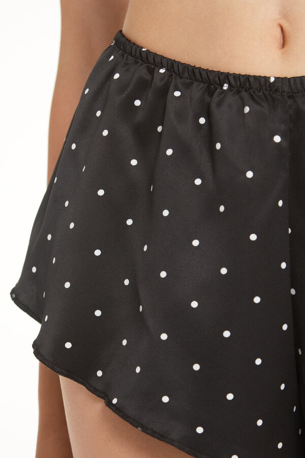 Printed Satin Shorts with Rolled Hem  