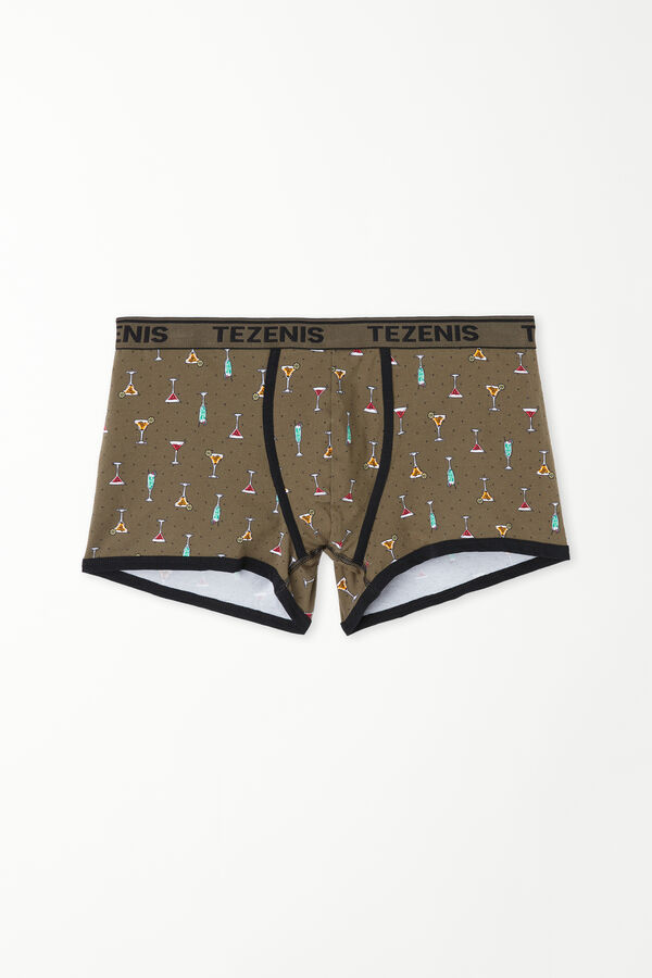 Printed Cotton Logo Boxers with Contrasting Trim  