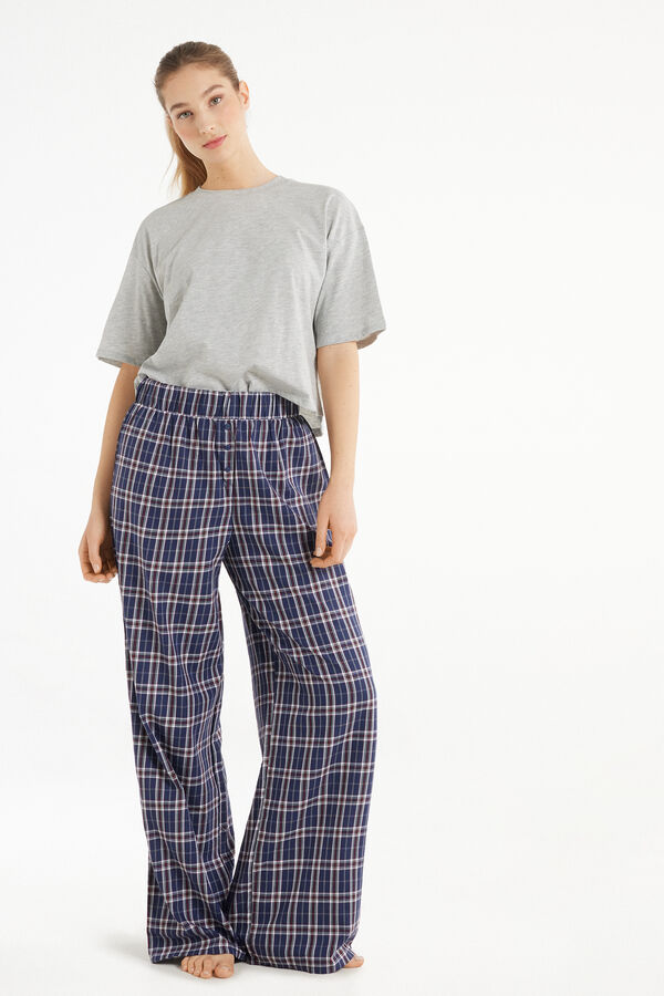Pyjama mit halblangen Ärmeln und langer Hose aus Baumwolltuch  