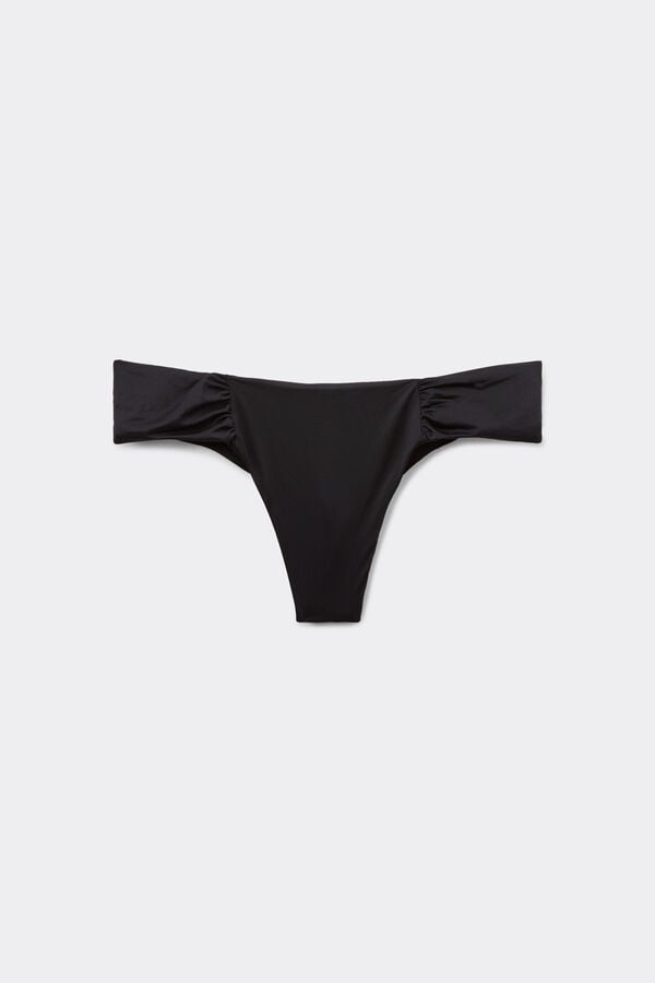 Recycled High-Waist Brazilian Bikini Briefs with Side Gathering  