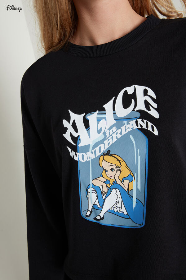 Short Heavy Cotton Disney Alice in Wonderland Print Sweatshirt  