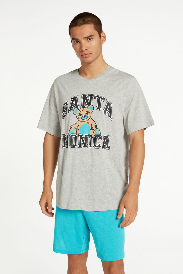 Kurzer Pyjama mit Santa Monica-Print  