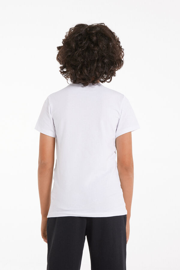 T-shirt Basique Ras-du-cou en Coton Élastique Enfant Unisexe  