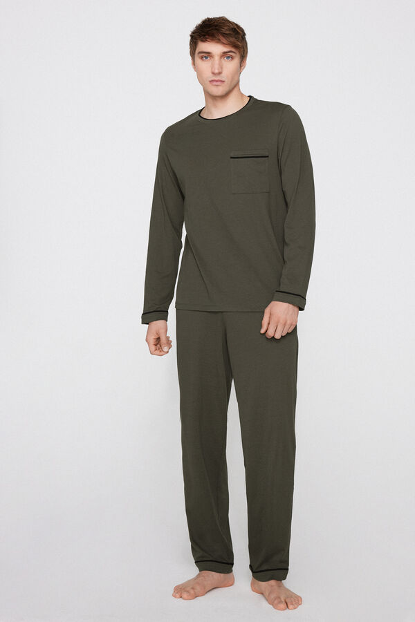 Men’s Long Piping Cotton Pyjamas  