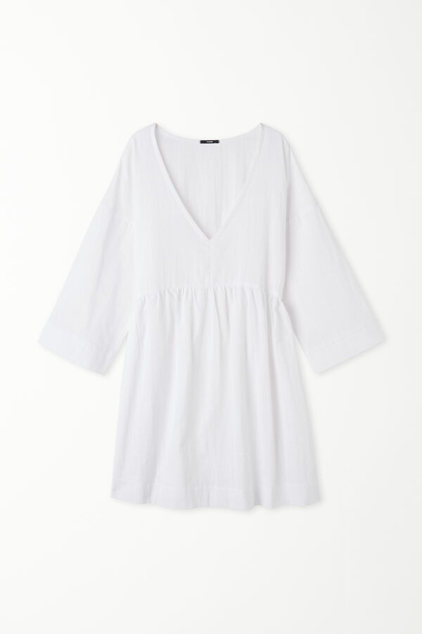 Super Light Short Loose Cotton Dress with 3/4 Sleeve  