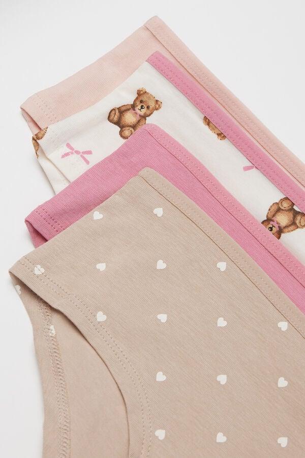 4 Pairs of Girls&rsquo; Printed Cotton Shorts  